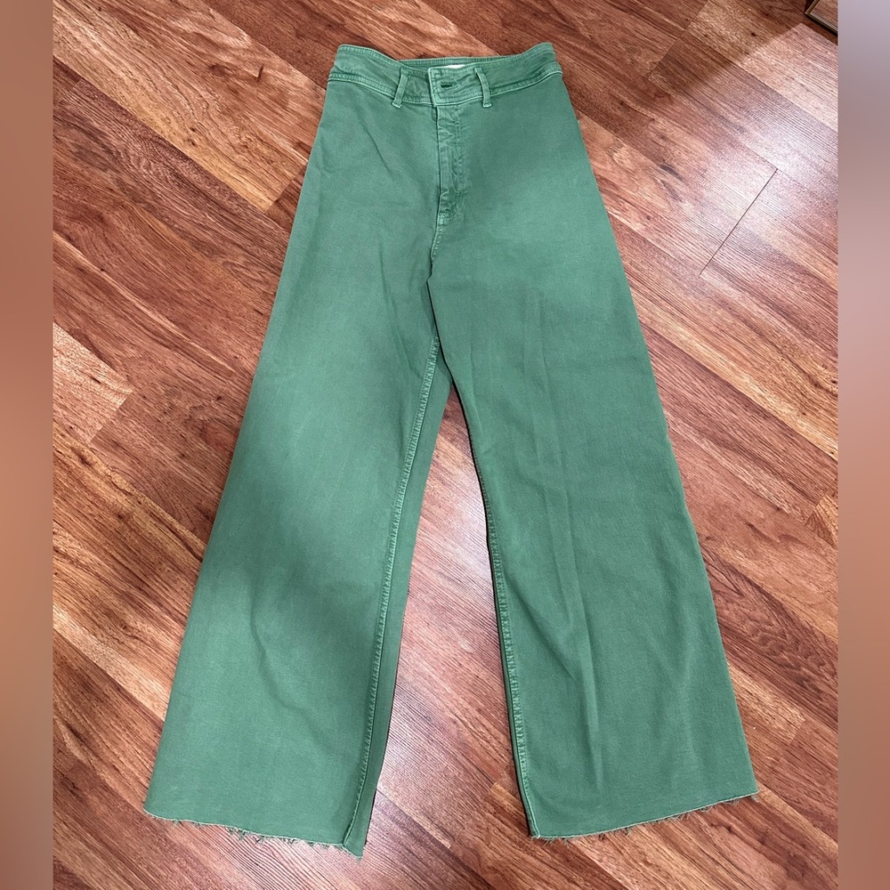 ZARA HIGH-WAISTED ZW SAILOR STRAIGHT JEANS - GREEN - SZ 4 - Picture 2 of 4